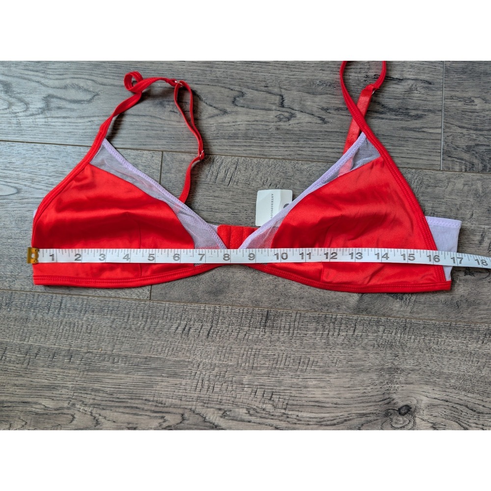 Anthropologie LyreBird Satin Mesh Triangle Bra & Panty Bikini Lingerie Set M/L - Picture 14 of 15